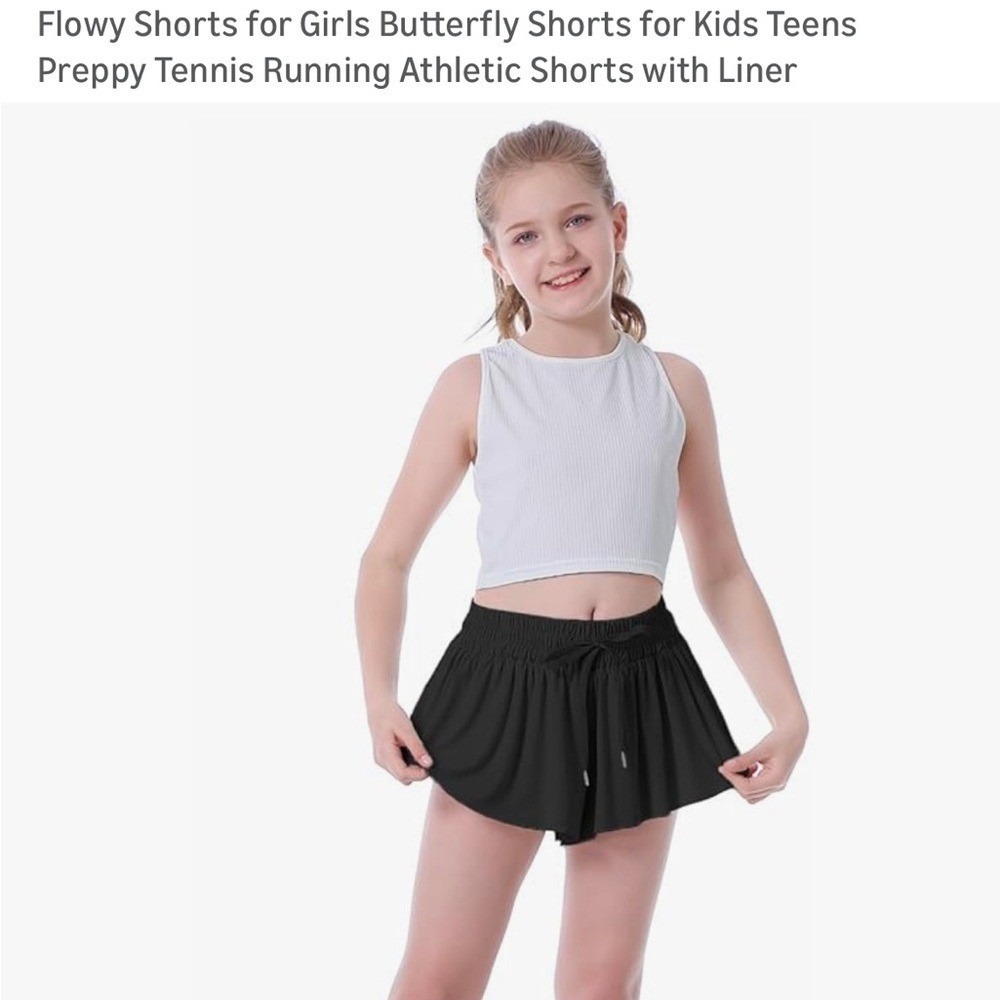 Girls' Black Butterfly Athletic Shorts